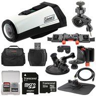 Coleman Aktivsport CX9WP GPS HD Video Action Camera Camcorder (White) with 32GB Card + Car Suction Cup &amp; Dashboard...