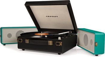Crosley CR6230A-TU Snap Portable USB Turntable with Software for Ripping &amp; Editing Audio, Black/Turquoise