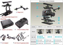 Camera Cage Rig with 150Wh Li-ion Battery Battery Pinch for BMCC BlackMagic Camera Kit N4