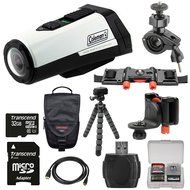 Coleman Aktivsport CX9WP GPS HD Video Action Camera Camcorder (White) with 32GB Card + Case + Flex Tripod + Kit