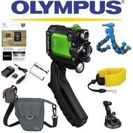 Olympus Stylus Tough TG-Tracker Wifi Action Camera (Green) + Sony 32GB MicroSD Card + Floating Strap + Flexpod... N5