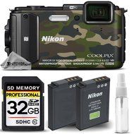 Nikon COOLPIX AW130 16MP Waterproof Digital Built-In Wi-Fi, NFC, GPS Camera (Camouflage) + 32GB Class 10 Memory...