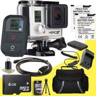 GoPro HERO3+: Black Edition + 4GB SDHC MicroSD Memory Card + Two Replacement Lihtium Ion Batteries + External...