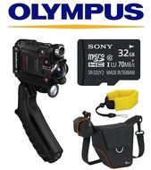 Olympus Stylus Tough TG-Tracker Action Camera (Black) w/ Olympus Steady Grip + Lowepro Case + Sony 32GB MicroSD...