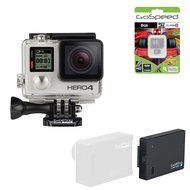 GoPro Hero4 Hero 4 12MP Full HD 4K 30fps 1080p 120fps Built-In Wi-Fi Waterproof Wearable Camera Black Adventure... N161