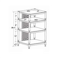 VTI BLG Series 4 Shelf Audio Rack with 13" Bottom Shelf - Silver / Black / Clear N5