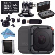 GoPro HERO5 Session CHDHS-501 + Sony 32GB microSDHC Card + GoPro Suction Cup Mount + Custom GoPro Case for GoPro...