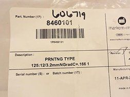 Markem-Imaje 8460101 Printing Type 125:12/3.2mm, Number "1" N4