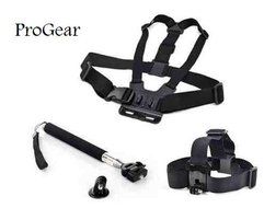 ProGear Monopod, Head And Chest Mount Bundle For GoPro Hero 4/3+/3/2/1 Everything Included N3