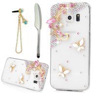 YOKIRIN Galaxy S6 Edge Case, 3D Handmade Luxury Crystal Rhinestone with TWO Cute Hairy Ice... N20