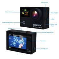 Campark Sports Action Camera-dual Screen, 4k 25fps, 1080p 60fps,wifi,waterproof RF Remote Control,Color Pacakage... N12