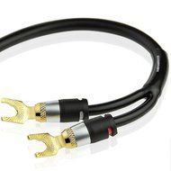 Mediabridge 16AWG ULTRA Series Speaker Cable w/ Dual Gold Plated Spade Tips (25 Feet) - CL2 Rated - High Strand...