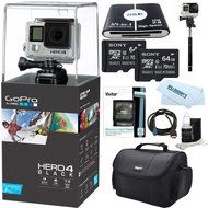 GoPro Hero 4 Black Waterproof 4K Action Camera Kit 11 PC (Black) + 2x Sony 64GB Memory Cards