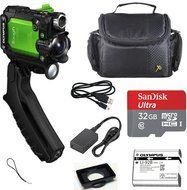Olympus Tough TG-Tracker Action Camera (Green) + SanDisk Ultra 32GB microSDHC Memory Card + Carrying Case