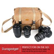 DURAGADGET Light Brown Canvas Carry Bag for NEW Sony HDR-PJ620 Handycam / Sony HDR-PJ410 Handycam / Sony HDR-CX405... N2