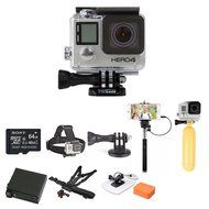 Gopro Hero4 Silver Action Pro Series All-in-1 Surf Kit.wasabi Power Battery,sony 64gb Sd Card and Accessory Bundle N2