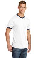 Port &amp; Company PC54R 100% Cotton Ringer Tee - Dark Heather Grey/Jet Black - M N6