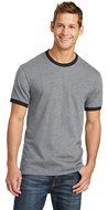 Port &amp; Company PC54R 100% Cotton Ringer Tee - Dark Heather Grey/Jet Black - M N10