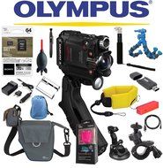 Olympus Stylus Tough TG-Tracker Wifi Action Camera (Black) + Sony 64GB MicroSDXC Card + Floating Strap + Flexpod...