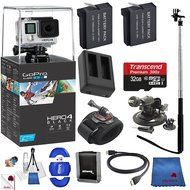 Gopro Hero 4 Black Classic 12 Piece Bundle Includes: Go Pro Hero4 Black + 2 Batteries + 32 GB Memory Card + Monopod...