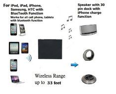 Eshion Bluetooth A2DP Music Receiver Audio Adapter for ipad iPod iPhone 30Pin Dock Speaker N4