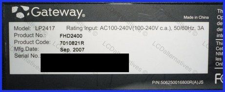Repair Kit, Gateway LP2417, LCD Monitor Capacitors, Not the Entire Board