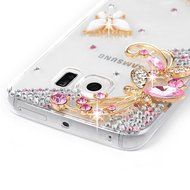 YOKIRIN Galaxy S6 Edge Case, 3D Handmade Luxury Crystal Rhinestone with TWO Cute Hairy Ice... N28
