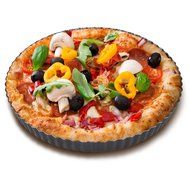 Finether Nonstick Round Tart Quiche Pan Cake Flan Pie Pan with Removable Base, FDA Standard, Dark Grey N7