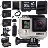 GoPro HERO4 Silver + Rechargeable Battery + Dual Battery Charger + Sony 32GB microSDHC Card + Case for GoPro HERO4... N2
