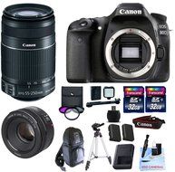 Canon EOS 80D + Canon 55-250mm IS STM + Canon 50mm 1.8 STM Video/ Portrait Lens + 2 32GB Transcend SD Memory Cards...