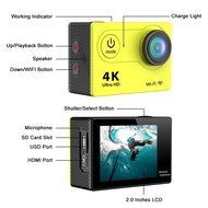 Sport Camera Meree Ultra HD 4K Video Camera Wide Angle 2 Inch Screen Wifi Action Camera