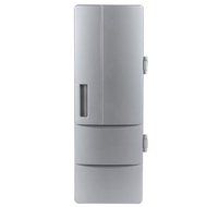 Mini USB LED PC Refrigerator Fridge Beverage Drink Cans Cooler Warmer Silver N2
