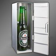 Mini USB LED PC Refrigerator Fridge Beverage Drink Cans Cooler Warmer Silver N3