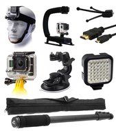 GoPro HERO4 Hero 4 Black Silver Starter Accessories Bundle includes Head Mount + Action Grip Stabilizer + HDMI... N2