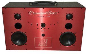 DiamondBoxx Model L Wireless BlueTooth Speaker / Boombox (Black with Red Aluminum)