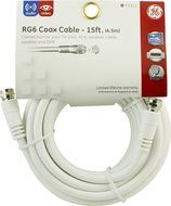 GE 15-Feet RG6 Coaxial Video Cable, White, 73311