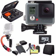 GoPro HERO+ LCD + Steadicam Curve for GoPro HERO Action Cameras (Red) + 16GB microSD Memory Card + Case for GoPro...