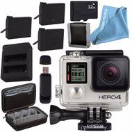 GoPro HERO 4 Silver + Rechargeable Battery + Dual Battery Charger + Sony 32GB microSDHC Card + Case for GoPro...
