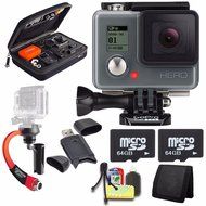 GoPro HERO Action Camera + Steadicam Curve for GoPro HERO Action Cameras (Red) + 64GB Memory Card + Case for GoPro...