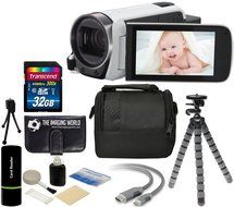Canon VIXIA HF R700 57x Zoom Full HD 1080p Video IS Digital Camcorder (White) + 32GB Card + Case + Tripod + Digital...
