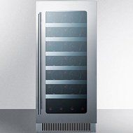 Summit CL15WC 15" 3.2 cu. ft. Capacity Built-In Wine Cellar with Digital Thermostat and Display White LED Lighting... N4