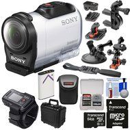 Sony Action Cam HDR-AZ1 Mini HD Video Camera Camcorder &amp; Live View Remote with 64GB Card + Battery + 2 Helmet,... N2