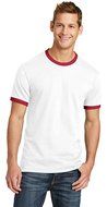 Port &amp; Company PC54R 100% Cotton Ringer Tee - Dark Heather Grey/Jet Black - M N17
