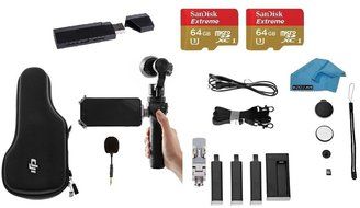 DJI OSMO Handheld Fully Stabilized 4K 12MP Camera 3-Axis Gimbal Deluxe Kit, with 2 64GB Sandisk Extreme Micro...