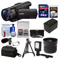 Sony Handycam HDR-CX900 Wi-Fi HD Video Camera Camcorder with Fisheye Lens + 64GB Card + Case + LED Light + Battery...