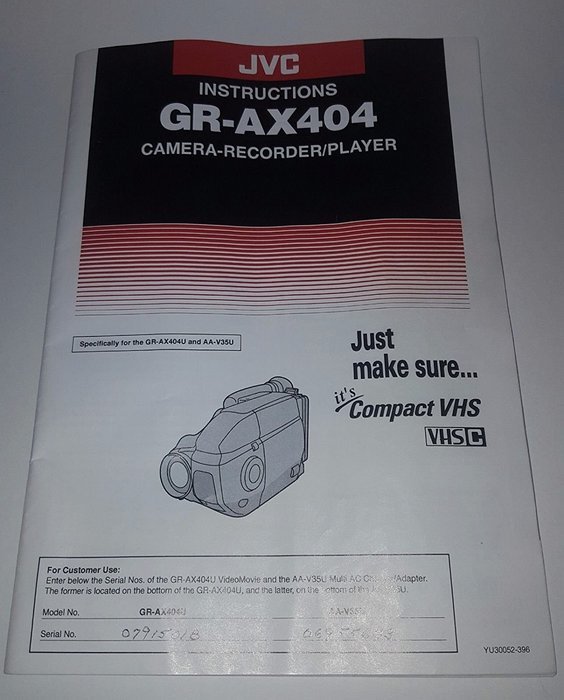 JVC Camcorder Model GR-AX404 Compact VHS-C