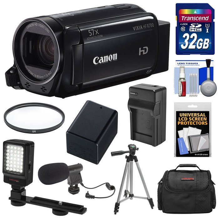 Canon Vixia HF R700 1080p HD Video Camcorder (Black) with 32GB Card + Battery & Charger + Case + Tripod + LED... N2