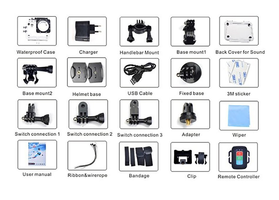 Snail Shop Wifi Version with Remote Control 2.0" LCD Display 170&deg; Wide Angle H.264 12.0mp 1080p Hd 30m Waterproof... N5