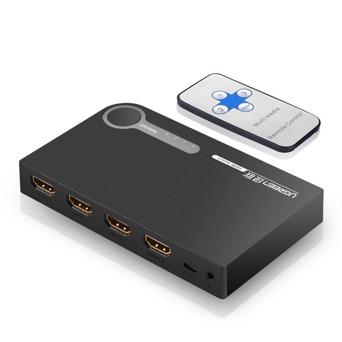 Ugreen HDMI Switcher 3x1 with IR Wireless Remote Support 1080P, 3D for Laptop, HD-DVD, PS3, Xbox360, Black N16