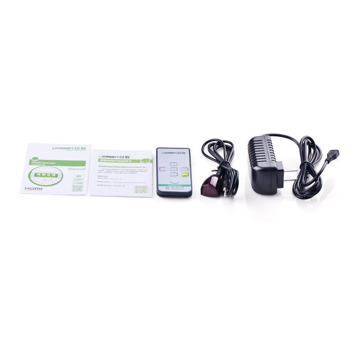 Ugreen HDMI Switcher 3x1 with IR Wireless Remote Support 1080P, 3D for Laptop, HD-DVD, PS3, Xbox360, Black N20